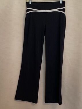 CHAMPION Women's Black Yoga Pants with Cream Waistband Accent